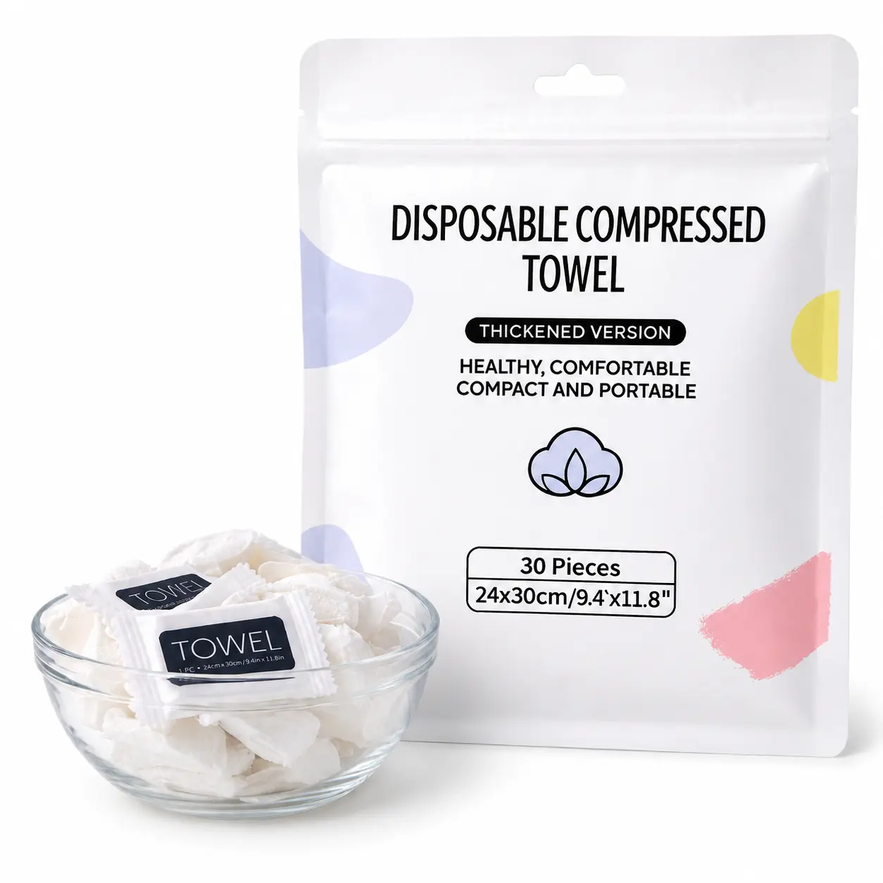 Disposable Compressed Towel Tablets - 30 Pieces Portable Compact Face Towels Suitable for Home Use, Camping, Hiking, Travel, Picnics, and Gym Workouts - Ideal for On-the-Go Hand Cleaning, Facial Cleansing, and Makeup Removal