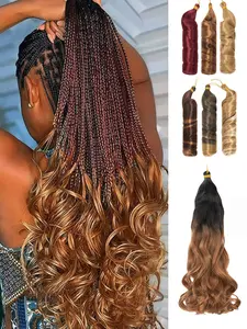 French Curl Braids 24-inch Pre-Stretched Braids French Curls with Wavy Ends French Curl Braids Crocheted Suitable for Everyday Wear Synthetic Wavy Curly
