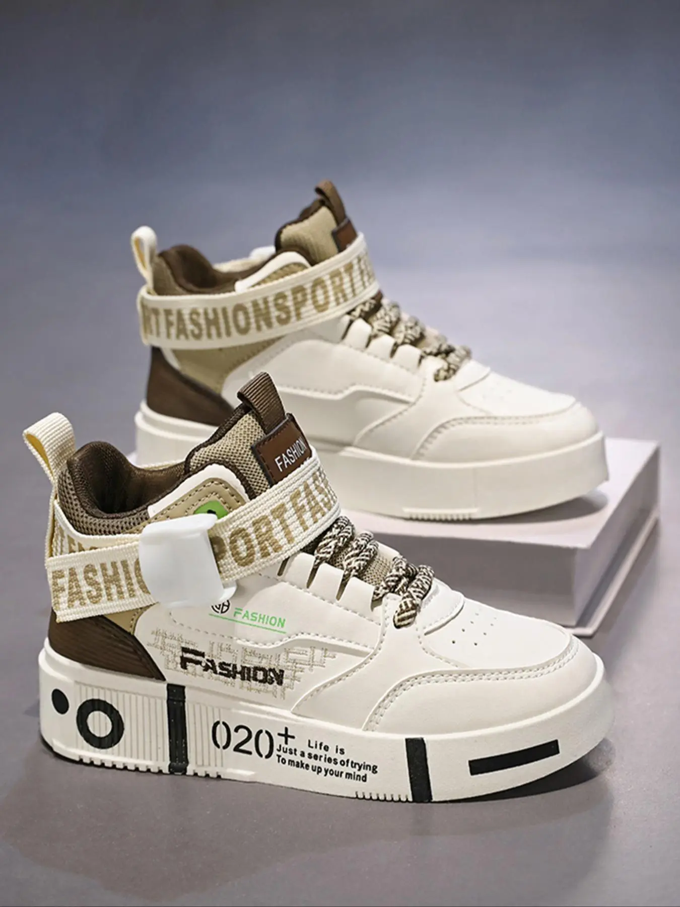 Men's Fashion Colorblock Lace Up High Top Sneakers, Casual Comfortable Sports Shoes for Daily Wear, Trendy All-match Sneakers for Men, Sneaker Trainer, Fashion Casual Trainers