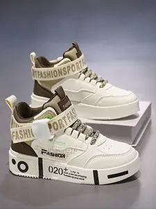 Men's Fashion Colorblock Lace Up High Top Sneakers, Casual Comfortable Sports Shoes for Daily Wear, Trendy All-match Sneakers for Men, Sneaker Trainer