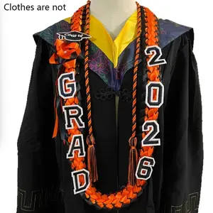 2026 Graduation Wreath with Honor Cord, Ribbon Wreath, Graduation Necklace, High School DIY Party Decorations, Class of 2026 Supplies
