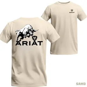 ARIAT T-shirt - Wild Rodeo Spirit With A Powerful Bull Design, Perfect For Western Enthusiasts Menswear Top Crewneck Casual