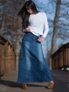 39" Long Denim Skirt, Women Denim Skirt by ALSHARIFA Style BA002