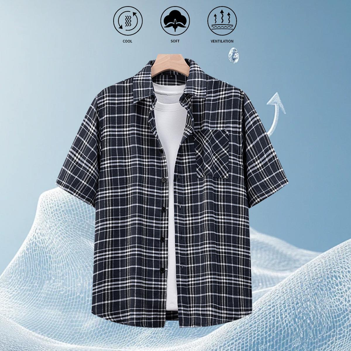 Men’s casual, comfortable striped short-sleeve shirt pack of 5 — ideal for going out and pairing with casual outfits.