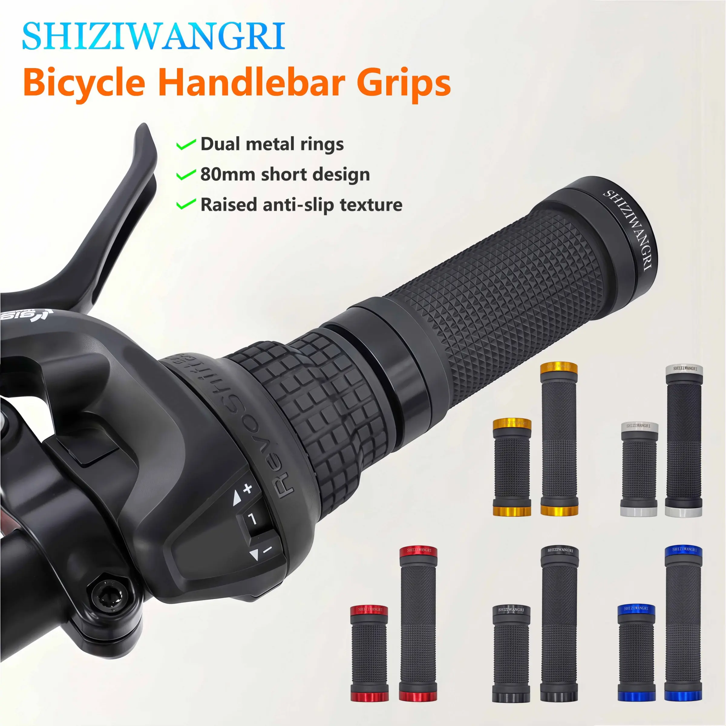 Pair of Bicycle Handle Grips, Non-Slip Texture, Hand Feel, Dual Locking Bike Handlebars, 80mm Short Design, Mountain Bike/commute Bike, Multi-Color Options. Long and Short Design