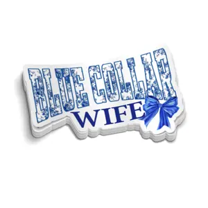 Coquette Bow Blue Collar Wife Sticker - Durable Matte Vinyl Stickers for Women
