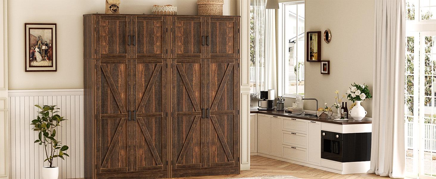 Homieasy 71'' Tall Kitchen Pantry, Farmhouse Storage Cabinet, Freestanding Pantry Cabinets with Barn Doors & Adjustable Shelves, Kitchen Storage Cabinets for Living Room, Dining Room, Bathroom furniture, mothersdaygift Homieasy 71'' Tall Kitchen Pantry, Farmhouse Storage Cabinet, Freestanding Pantry Cabinets with Barn Doors & Adjustable Shelves, Kitchen Storage Cabinets for Living Room, Dining Room, Bathroom furniture, mothersdaygift