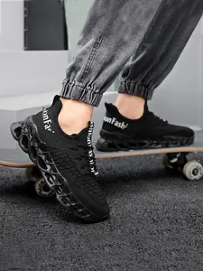Men's Letter Print Lace Up Athletic Running Shoes, Casual Sporty Breathable Lightweight Non-slip Sneakers, Outdoor Sports Shoes for Daily Wear