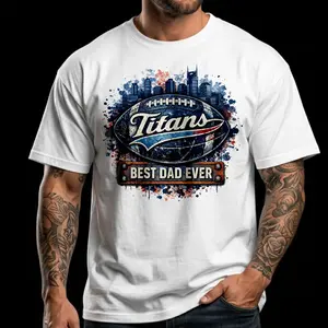 Tennessee Football Best Dad Ever Graphic Tee 🎸 Custom Nashville Skyline Art for Gameday! Premium Unisex T-Shirt for Sunday Football & Music City Tailgates. Perfect Father's Day Gift! 🏈✨ #tennesseefootball #titansup #bestdadever