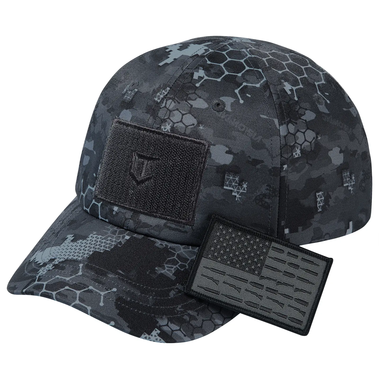 VisionTac Tactical Hat with Flag Patch Camo Military Army Hats Adjustable Trucker Baseball Cap Soft Top for Shooting