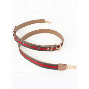 128-150cm multi-hole adjustable high-grade PU leather strap with stripe pattern bag, extended and widened bag modification, replacement of shoulder strap