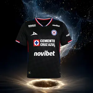 25 26 Third Away Kit Black Short Sleeve Soccer Jersey Fans Version