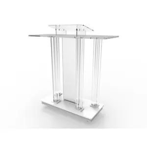 FixtureDisplays® Acrylic & MDF Podium w/ Casters, Floor Standing Lectern, Elevated Reading Surface, Rolling Pulpit 21060-1-NF Shipping Fee Required