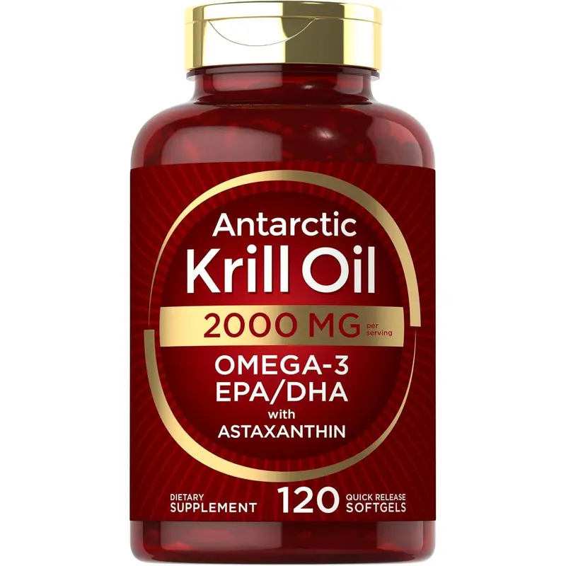 Carlyle Antarctic Krill Oil 2000 mg 120 Softgels | Omega-3 EPA, DHA, with Astaxanthin Supplement Sourced from Red Krill | Maximum Strength | Laboratory Tested