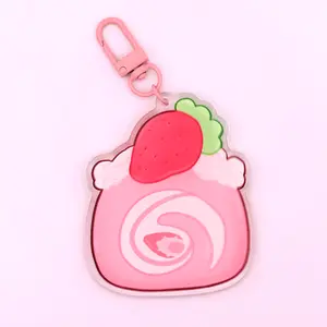 Strawberry Pink Mini-Food Keychain || Pink Strawberry Aesthetic Cute Desserts