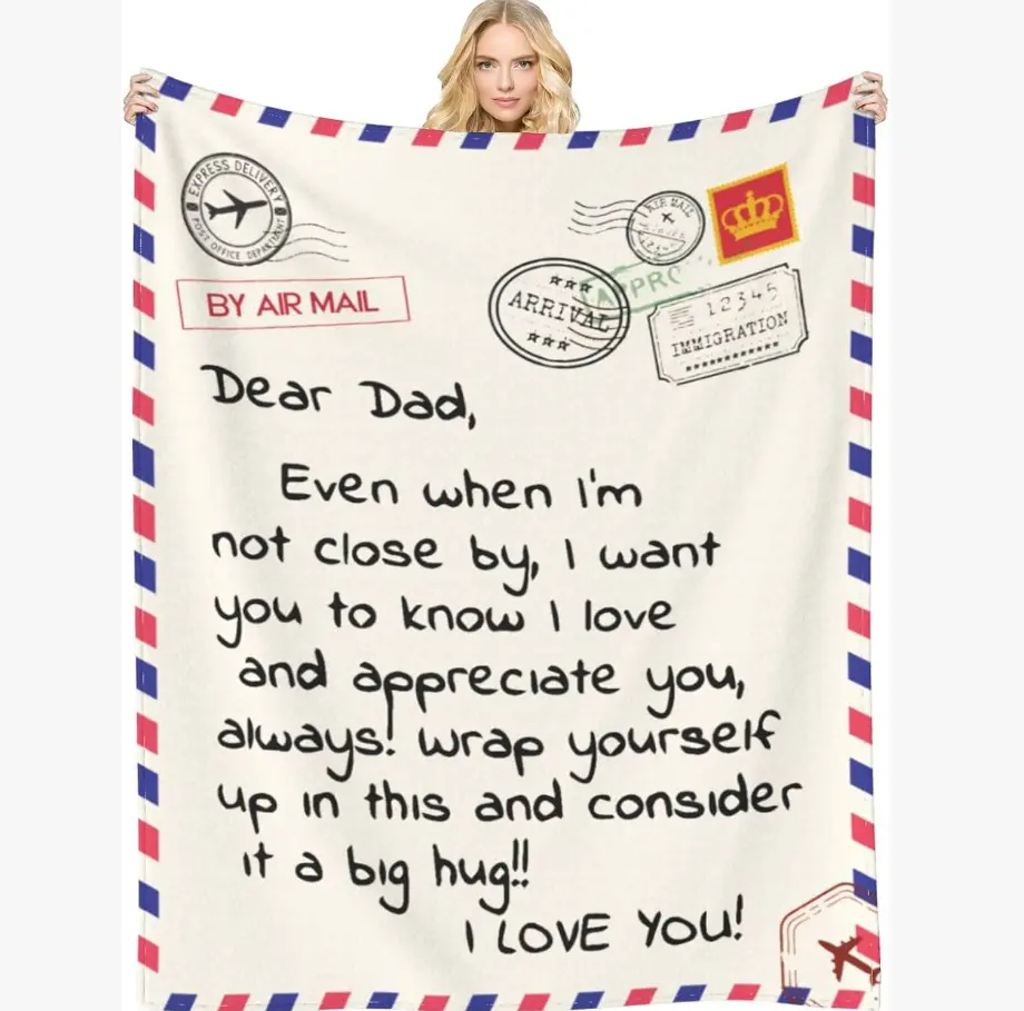 Gift for Dad from Daughter Son, Dear Dad Blanket for Father's Day, Throw Blankets Anniversary Birthday Super Soft Flannel Throw Blankets for Christmas Valentines Day for Bed Couch(50’’x60’’)