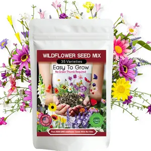 wild garden seed, Wildflower Seed Mix 2Packs 35 Varieties 20000+Pcs for Butterfly, Hummingbird and Pollinator Friendly Blooms