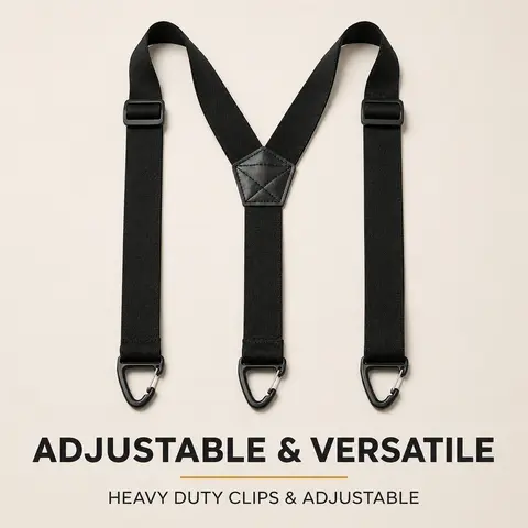 Men's & Women's Hidden Clip-On Suspenders - 1.5" Wide, Adjustable, 3 Snap Loops Construction, Durable Work Accessories for Casual & Formal Trousers, Premium Durability Gear Package