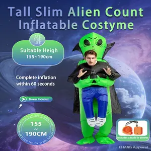Halloween Party Costume High Slim Alien Count Adult Inflatable Suit, Full Body Set for Holiday Parties, No Size Measurement Needed