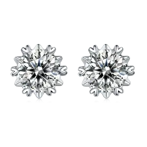 [Unisex Earring] S925 snowflake Synthetic Moissanite Stud Earring For Men Women Gift Sterling Silver unisex earring