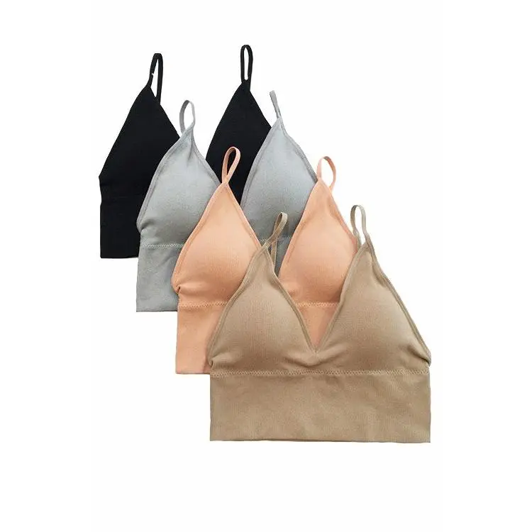 Seamless deep V ribbed bralette