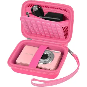 Digital Camera Case Compatible with CAMKORY/for Lecnippy/for Lecran/for  PIXPRO/for Qumcou/for WONNIE Point & Shoot Cameras, Small Compact Camera Pouch for SD Card Accessories -Deep Pink