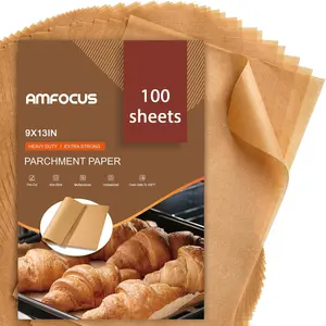 100PCS 9x13 In Unbleached Non-Stick Precut Baking Parchment Paper Sheets, Quarter Sheet Size for Baking Grilling Air Fryer Steaming Bread Cakes Cookies