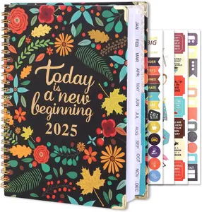 2025 Planner, 2025 Weekly and Monthly Calendar Planner January to December A5 (6.5" x 8.5") Academic Planner 12 Month Work Planner with Tabs and Inner Pocket for Home School Office, Black Flower