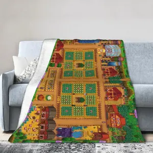 S-Stardew Valley Farm Plush Blanket  Soft Flannel Throw for Couch Bed Gift  Custom Quality Bedspread for Boys and Girls A multi-functional and beautiful blanket suitable for decoration, use and as a gift. Add some fun to your home