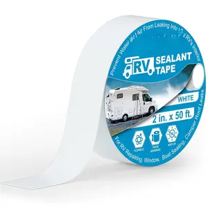 RV Camper Roofing Repair Sealant Tape, 2 Inch X 50 Foot  White Trailer Roof Rubber Sealing Tape, UV & Weatherproof Roof Seal Tape for RV Camper Trailer Boat Sealing Leak Repair
