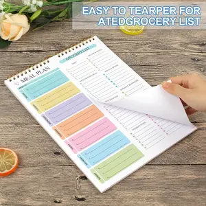 Menu Planner for Everyday Kitchen Use，Weekly Meal Planner Notebook, 5.8x8.5", 50 Sheets, Magnetic & Wall-Mountable, Cooking Meal Prep Grocery List