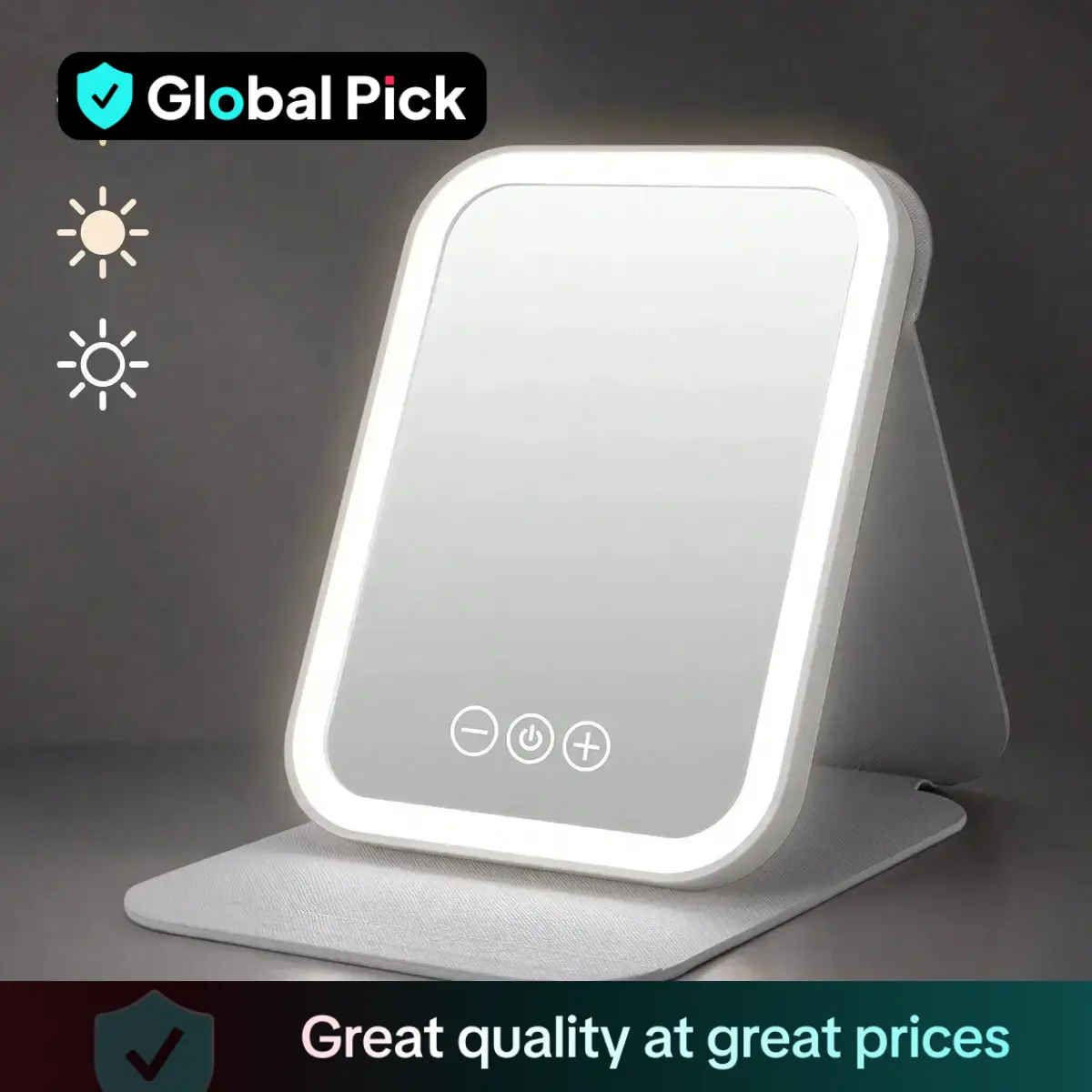 Foldable Makeup Mirror with Three Color LED Lights, Portable Desk Cosmetic Mirror for Office Room Dormitory, Friday Festival Gift