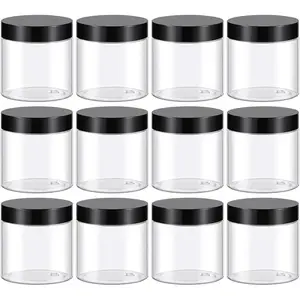 4 Oz Plastic Container Jars with Lids BPA Free, Empty Round Clear Cosmetic Containers Plastic Slime Jars for Lotion, Cream, Ointments, Body Butter, Makeup, Travel Storage (12 Pack)