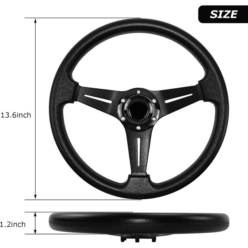 13.8" Racing Sim Steering Wheel | Anti-Slip Leather Grip & Aluminum Build | 6 Bolt Design for PC/Console Car Games (Black)