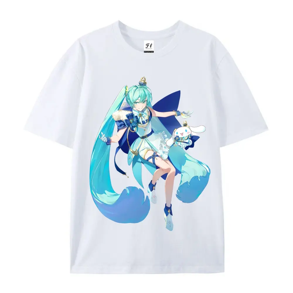 Cinnamoroll & Hatsune Miku Unisex Pure Cotton Short-Sleeve T-Shirt