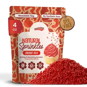 Snackathon Natural Sprinkles for Baking & Decorating, Dye-Free Red Sprinkles, Jimmies in Resealable Bag - Naturally Colored, No Artificial Dyes, Gluten-free for Cakes, Cupcakes & Ice Cream