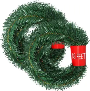 36 Feet Christmas Garland, 2 Strands Artificial Pine Garland Soft Greenery Garland for Holiday Wedding Party Decoration, Outdoor/Indoor Use