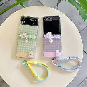 Cute Puppies Folding Phone Stand Case for Samsung Galaxy Z Flip 7 6 5 4 Protective Back Cover for ZFlip6 ZFlip7 Case Shell