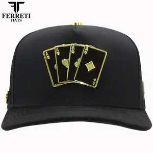 FERRETI HATS PREMIUM FT158 Poker Gold Baseball Cap For Men