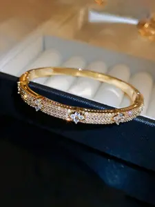 Artificial Zircon Decorated Bangle, Fashion Jewelry for Party, Daily Clothing Decor, Trendy All-match & Exquisite Jewelry for Birthday Gift, Double Layered Bracelets, Stackable Bracelets, Stacking Bracelet