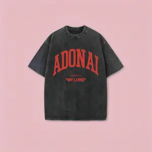 Mens Hebrew Scripture Adonai My Lord Washed T Shirt Jewish Faith Religious Graphic Tee Casual Crew Neck Vintage Style Outfit Ideas Summer Spring OOTD