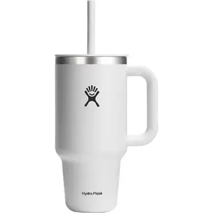 Hydro Flask 32oz Travel Tumbler with Lid & Straw - Stainless Steel, Insulated, Leak-Resistant, Cup Holder-Friendly, Durable Design - Bottle, Drinkware white