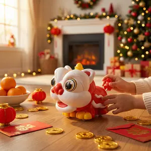 Pull String Lion Dance Toy, Cute Chinese New Year Toy for Kids 3+