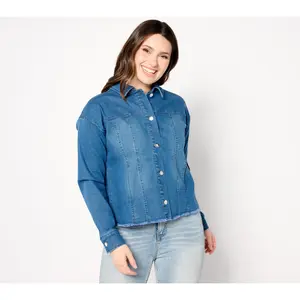 Women with Control My Wonder Denim Embellished Fringe Jacket