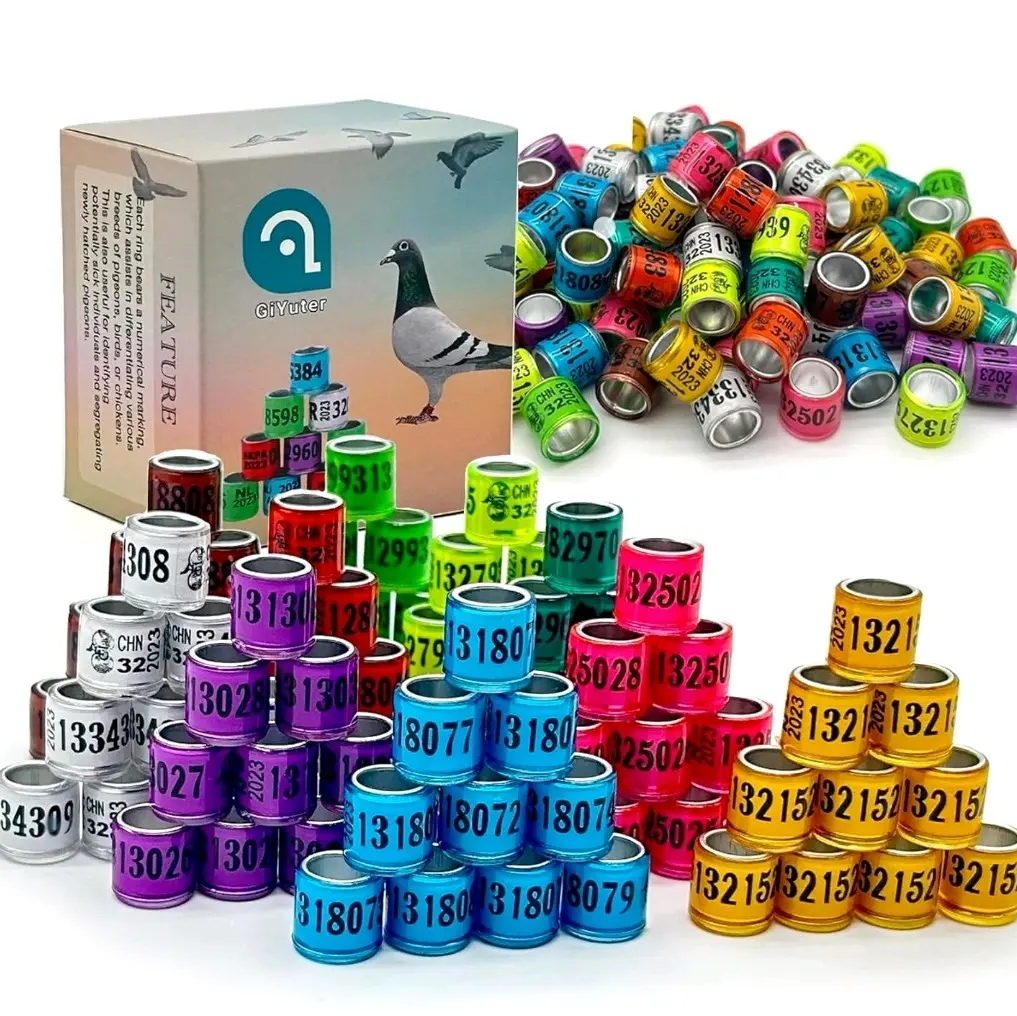 100 anillos de aluminio para patas de paloma | Dove Identify Band | Anillo de pie de pájaros de entrenamiento multicolor 2026