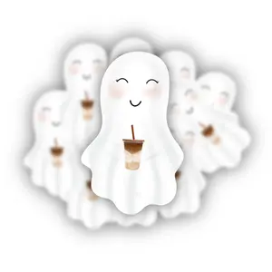 Ghost w/Coffee Sticker | iced coffee, caramel macchiato | Oh Honey Designs | Waterproof Decoration Gift