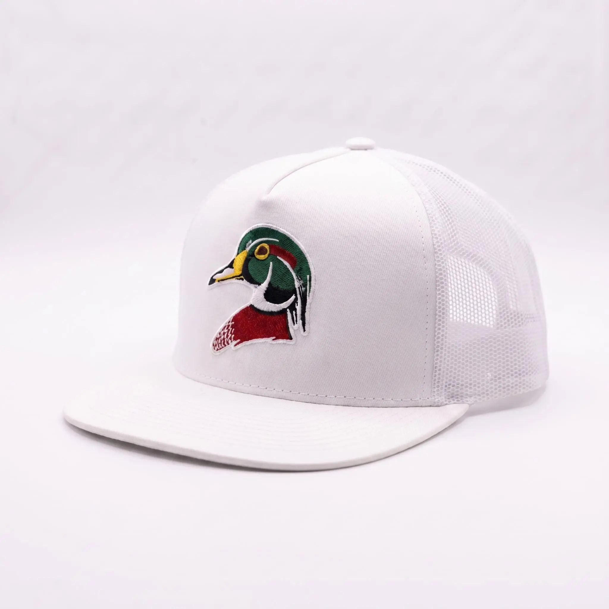 Wood Duck Embroidered Trucker Hat for Men | Breathable Mesh Snapback with Flat Bill for Hunting & Outdoor Wear, Men's Hats, Hats