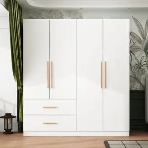 FUFU&GAGA Large Wardrobe Armoire Closet With 4 Doors, Freestanding Wardrobe Cabinet With Storage Shelves Bedroom Clothes Cabinet Organizer