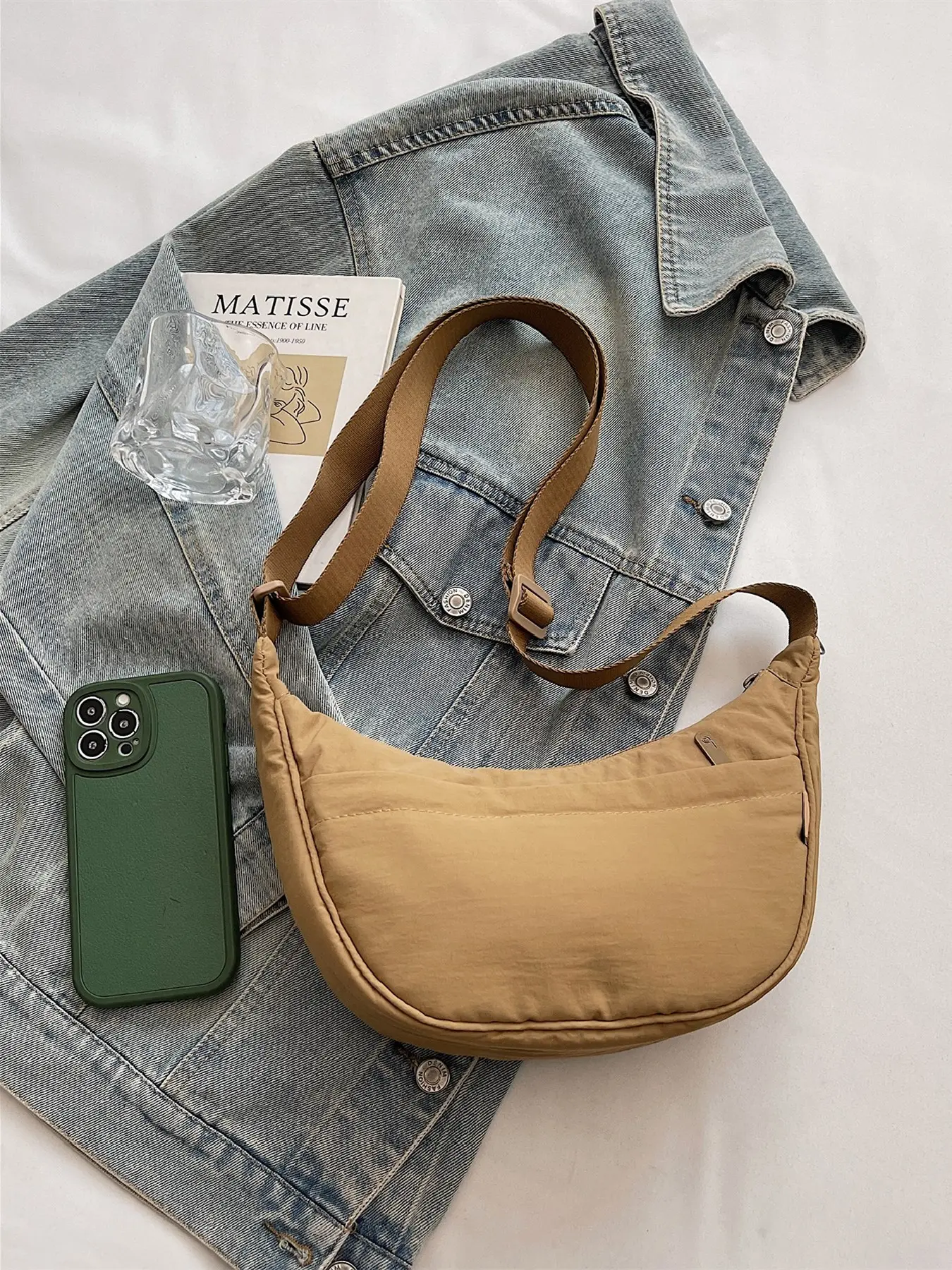 2026 New Nylon Waterproof Crescent Crossbody Bag for Women, Korean Style Lightweight Shoulder Bag, Versatile Daily Commuter Bag, Multiple Colors Available