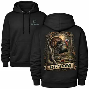 OL'TOM Turkey Hunting Hoodie, Technical Turkey Gear Pullover, Vintage Hunter Graphic Sweatshirt, Outdoor Hunting Gift for Men and Women